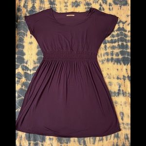 Dolman sleeve cinched waist jersey t-shirt dress